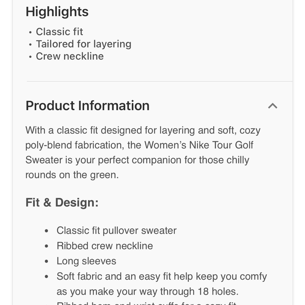 Women’s Nike Tour Golf Sweater - Picture 11 of 12